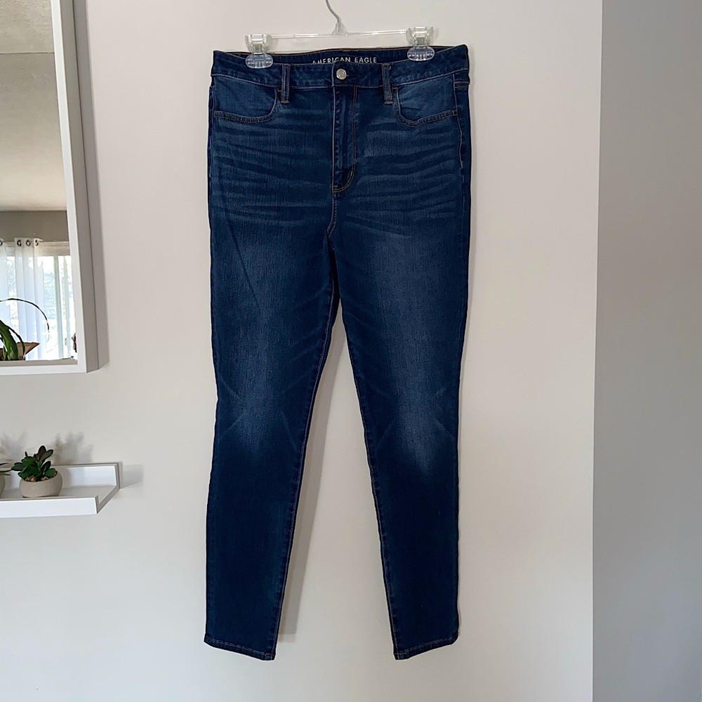 American Eagle Next Level Stretch Dark Wash Super Hi-Rise Jegging - Size 14